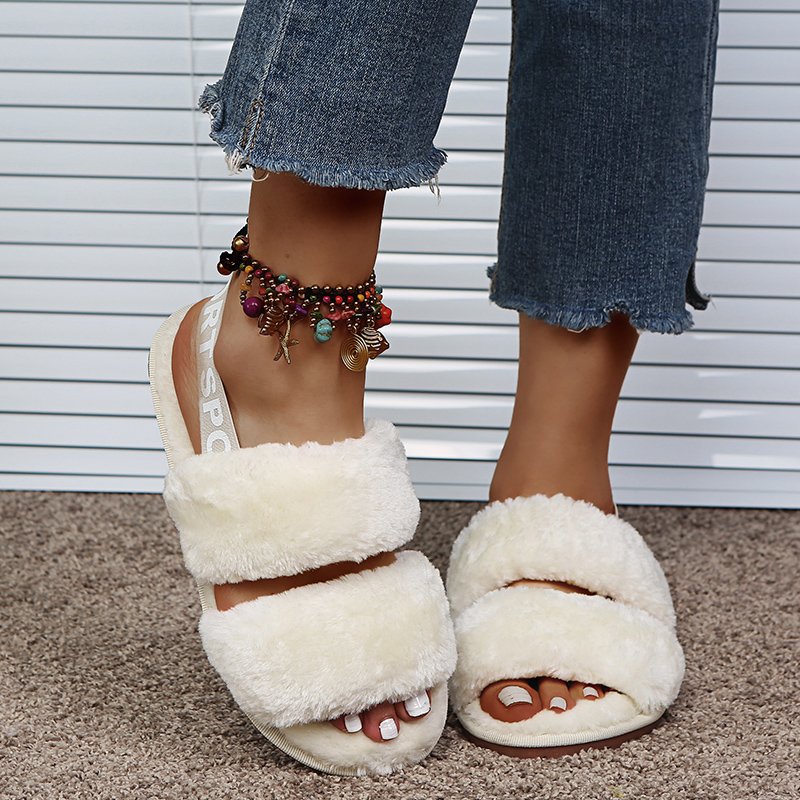 Women's Streetwear Color Block Round Toe Plush Slippers display picture 8