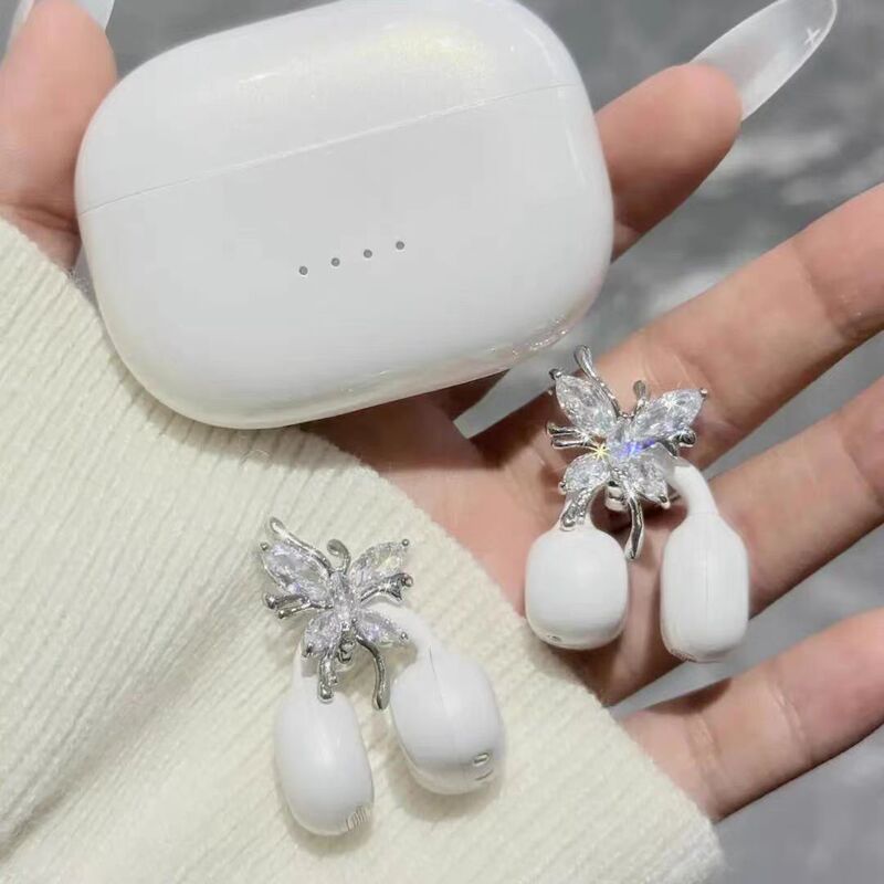 闪耀锆石蝴蝶耳机钻扣甜美少女心耳机配饰适用于开放式耳机高级感|undefined