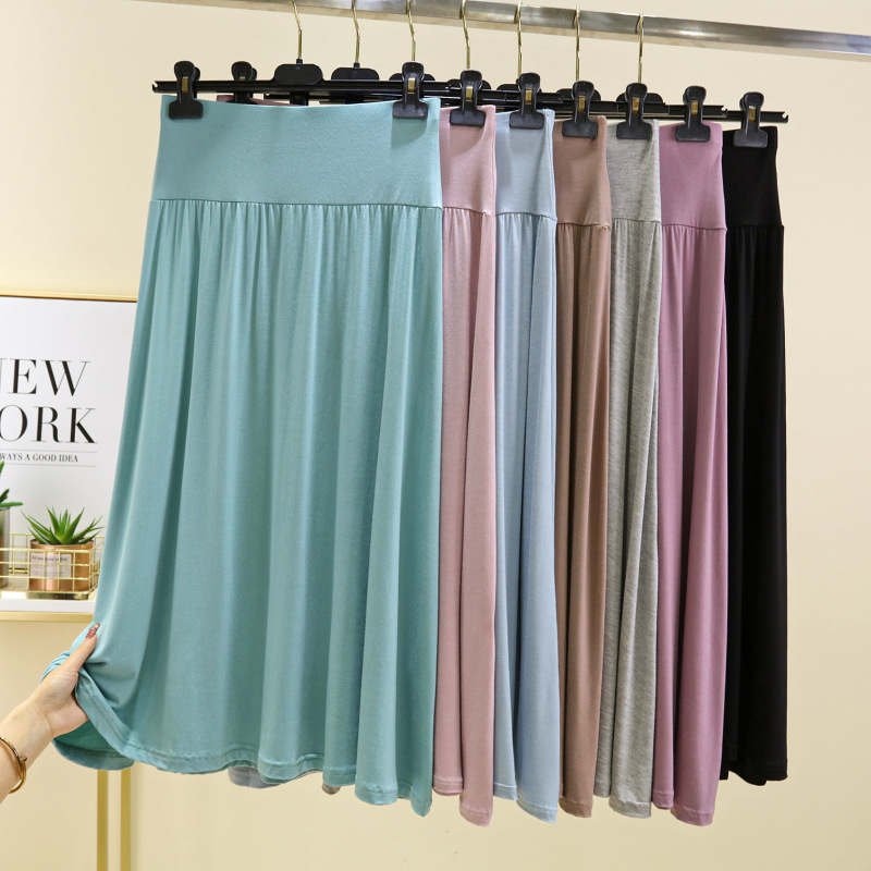 Modal Casual Skirt Women's Summer Thin High Waist Slim Long Skirt Large Size Loose Slim Home Nightgown