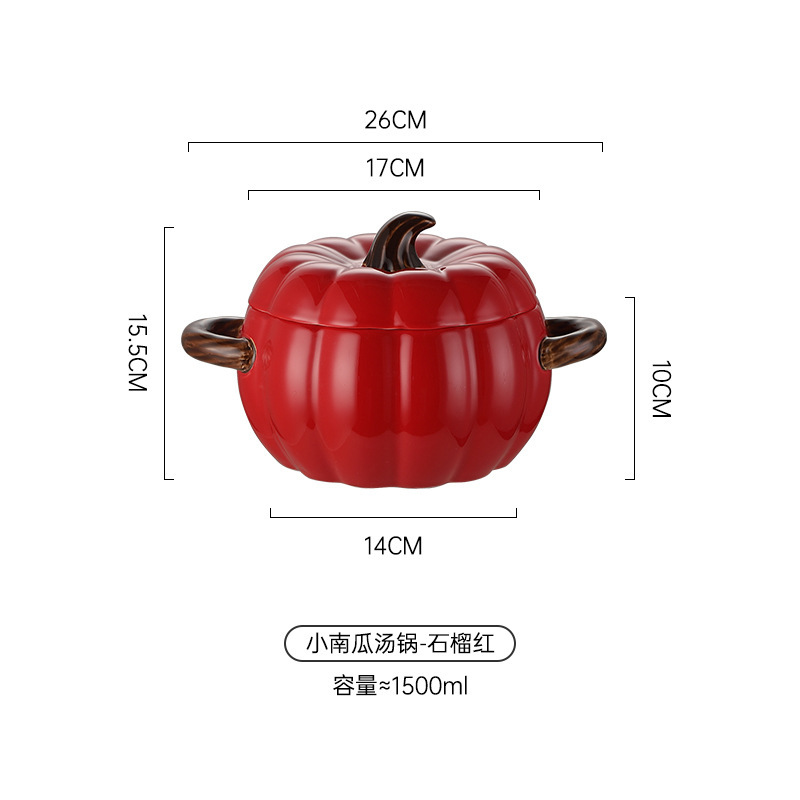 Olla de sopa de cerámica creativa para el hogar tazón de sopa de doble oreja de calabaza de alto valor tazón de fideos de caracol tazón de sopa grande con tapa