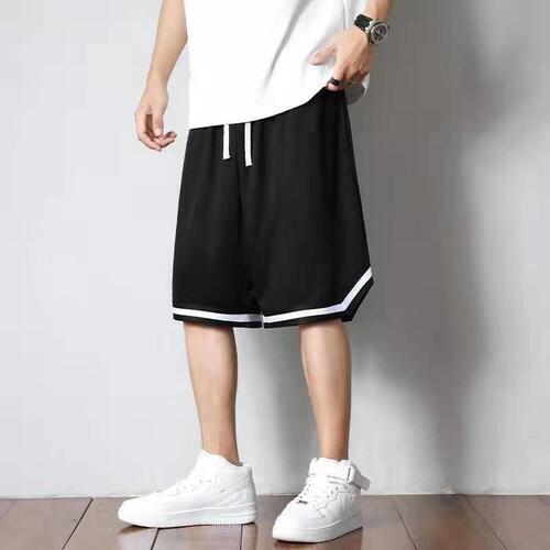 Men's Trendy Five-Pocket Running Shorts, Loose and Comfortable, Ice Silk Mesh Eye Beach and Basketball Pants