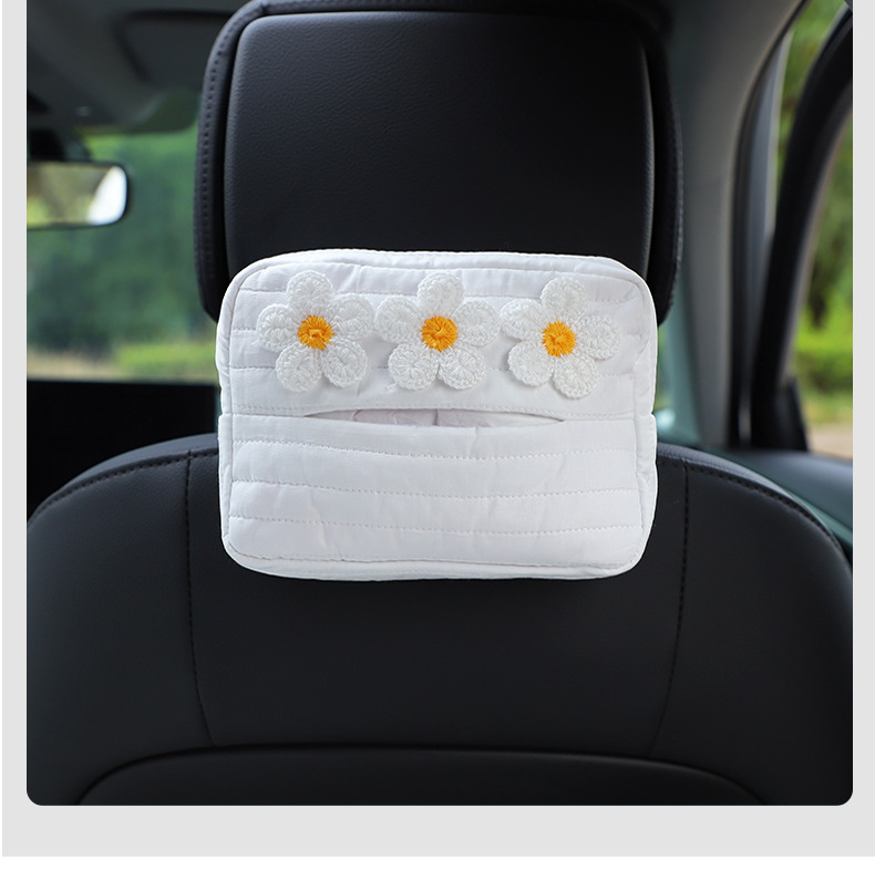 Cartoon fabric car tissue box car seat back-mounted paper box multifunctional car interior supplies DIY