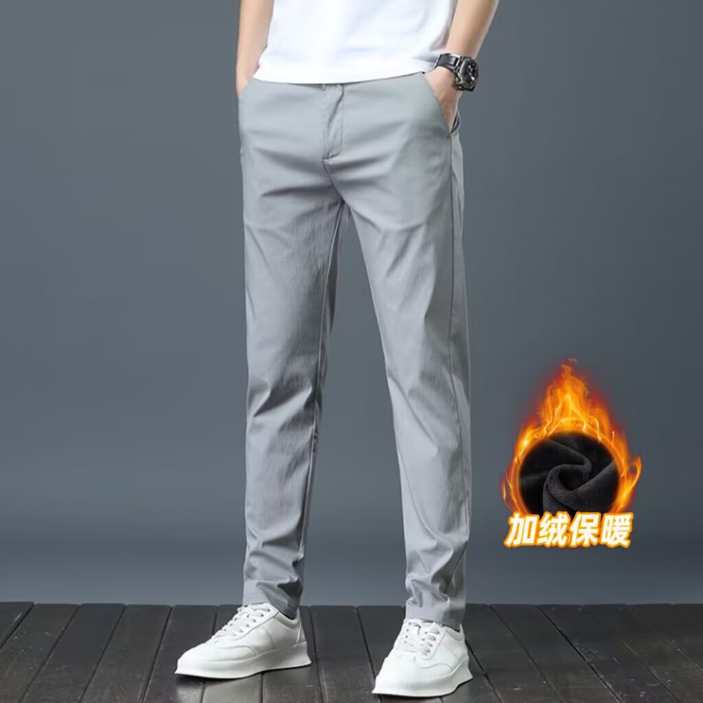 Pantalones casuales de primavera y otoño, tendencia de invierno para hombres, pantalones deportivos rectos sueltos, 2024 nuevos elásticos con lana de otoño y invierno