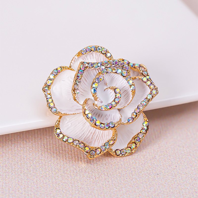 Kamelien Brosche Mit Strass Für Damen Elegantes Kostüm Accessoire_voghion.com