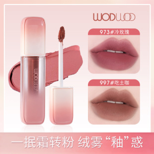 WODWOD Mist Impression Color-holding Lip Glaze Matte Fog Surface Not Dry Long-lasting Not Easy to Fell White Lip Gloss Wholesale