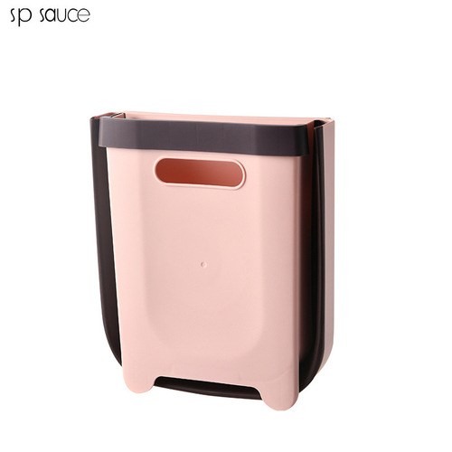 Kitchen trash can household folding cabinet hanging car paper basket living room toilet hanging debris classification storage bucket