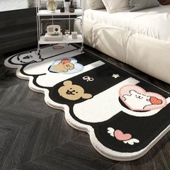 卡通萌趣线条小狗冬季仿羊绒地垫卧室加厚亲肤床边毯贴标代发批发
