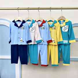 儿童家居服冰爽拼色长袖长裤开衫/40织纱开衫长袖套装8862