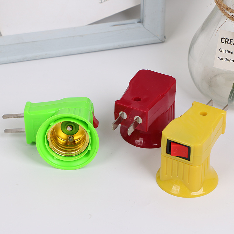 Color e27 lamp holder screw lamp holder led in-line lamp holder household flame retardant material bulb base thickened wholesale