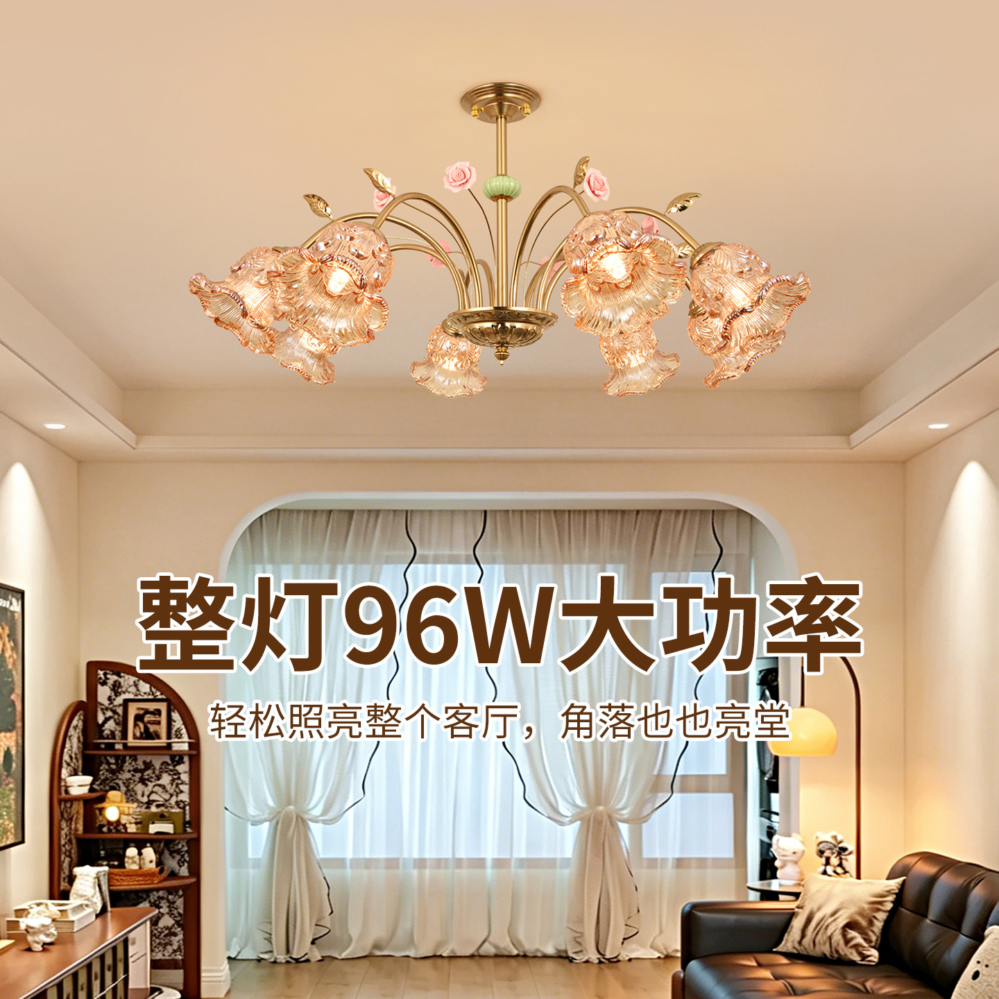 Lámpara de la sala de estar francesa estilo pastoral iluminación residencial estilo americano lujoso sensación de atmósfera lámpara de comedor lámpara de montaña L271