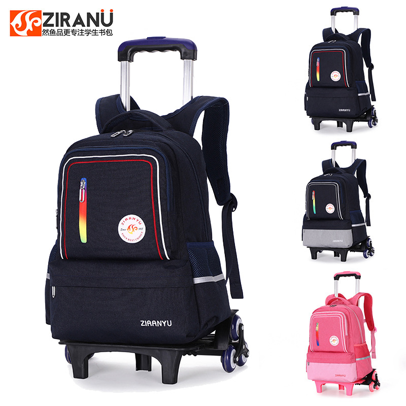 Liquidación estudiante de escuela primaria trolley schoolbag 8-12 años de edad masculino 2-5 grado niños desmontables escalada de escaleras de seis ruedas