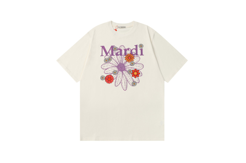 高品質韓国マルディデイジー花柄ルーズラウンドネック半袖Tシャツ男性と女性のためのカジュアルコットントップ|undefined
