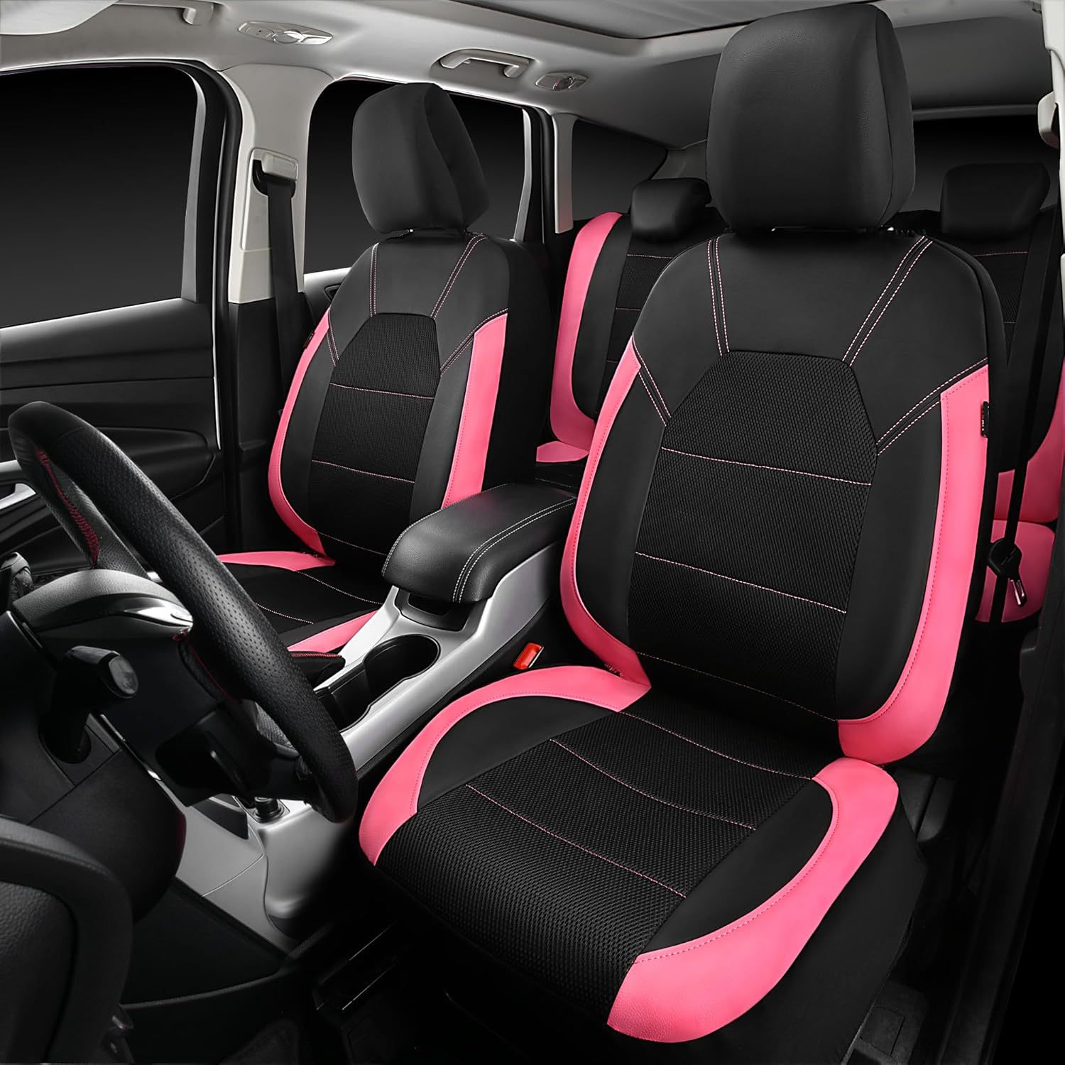 Cross-Border Temu Foreign Trade Car Seat Covers Single-Line Sandwich Leather Pu Leather Artificial Leather Export to Europe and America