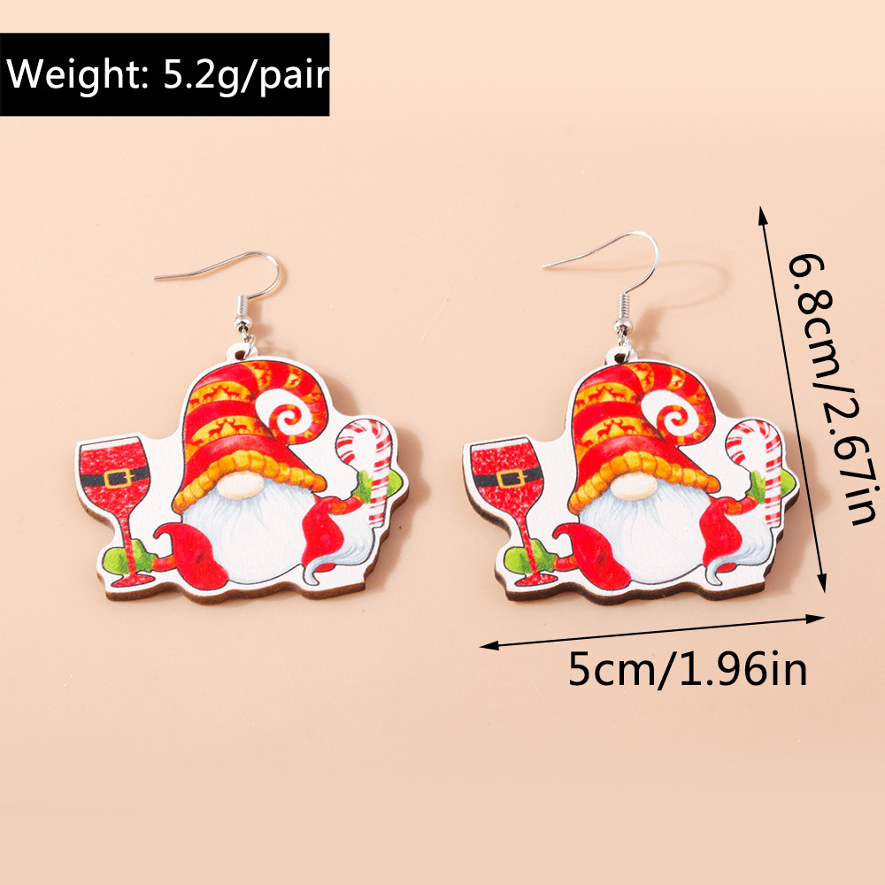 Wooden Christmas Earrings - Santa Claus