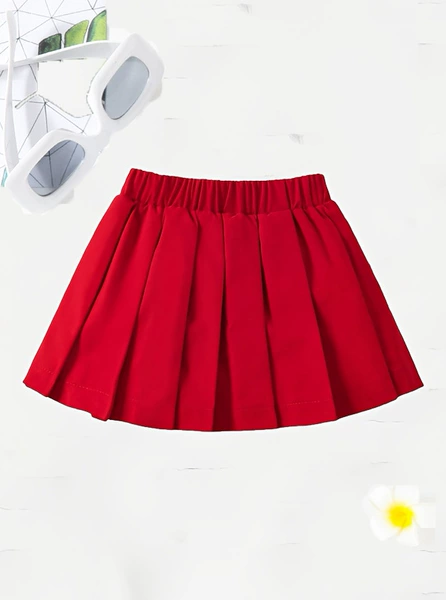 Red pleated skirt