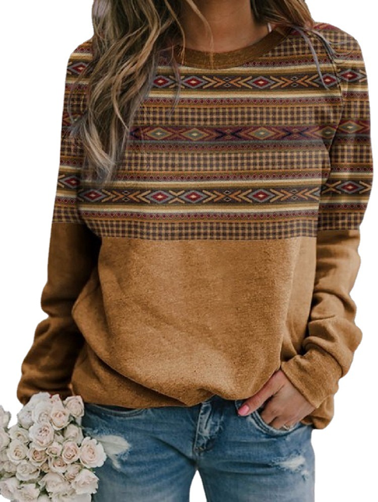 Suministro transfronterizo otoño e invierno nuevo Amazon deseo eBay europeo y americano manga larga cuello redondo suéter superior ropa de mujer 6616