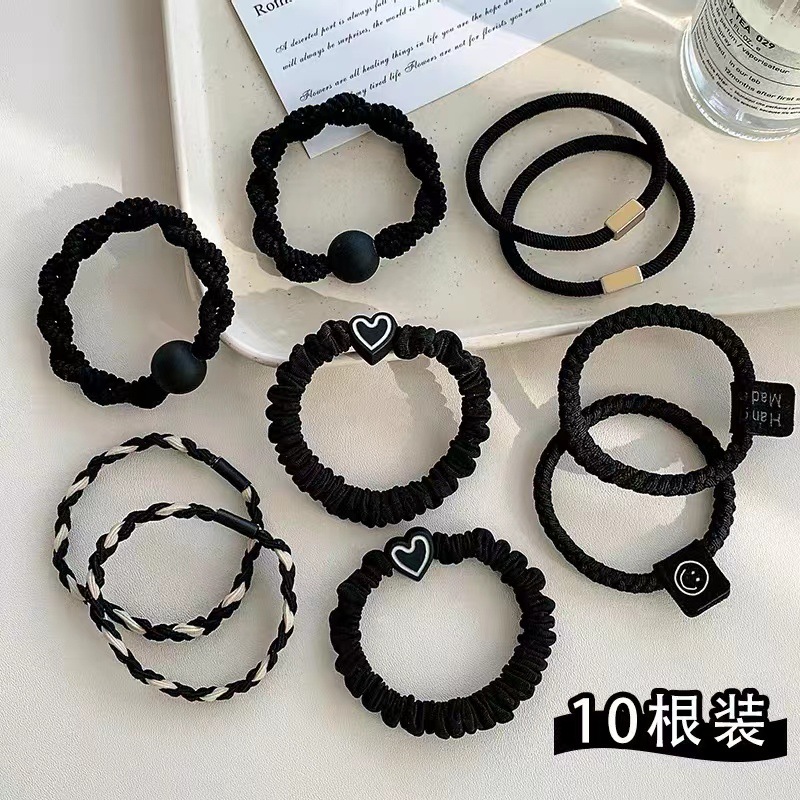 2023 nuevo simple alta cuerda de pelo durable elástico no duele la banda de pelo estilo coreano amor cuerda de pelo de las mujeres lazo de pelo banda de goma