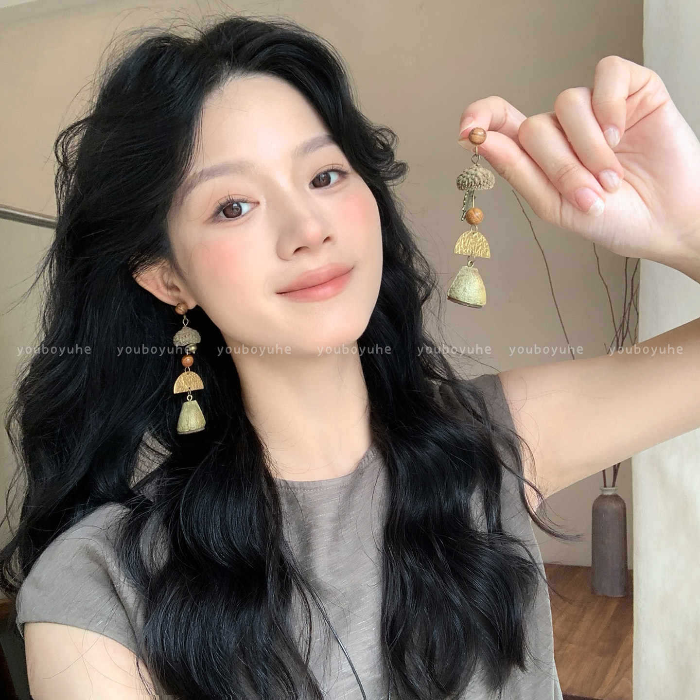 Retro small design ethnic earrings