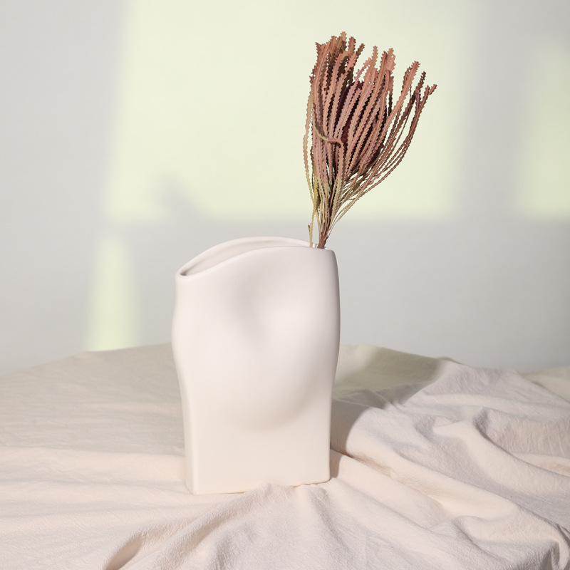 Morandi color estilo nórdico arte personalizado florero de cerámica mesa comedor salón escritorio decoración suave