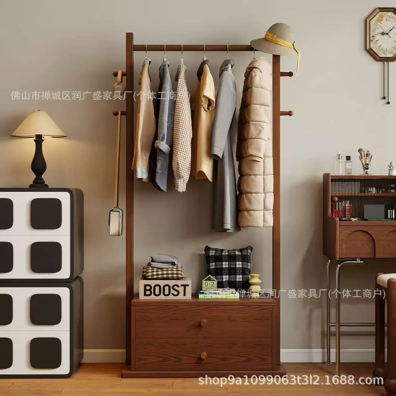 Напольная вешалка для одежды Run Guangsheng 2025 из массива дерева, стеллаж для хранения в гостиной, комод для дома, напольный стеллаж для спальни