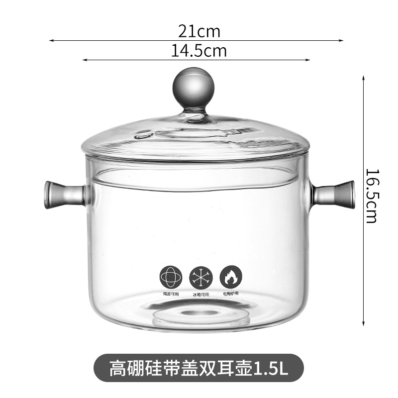 뚜껑이 있는 고붕규산 이중귀 주전자 1.5L