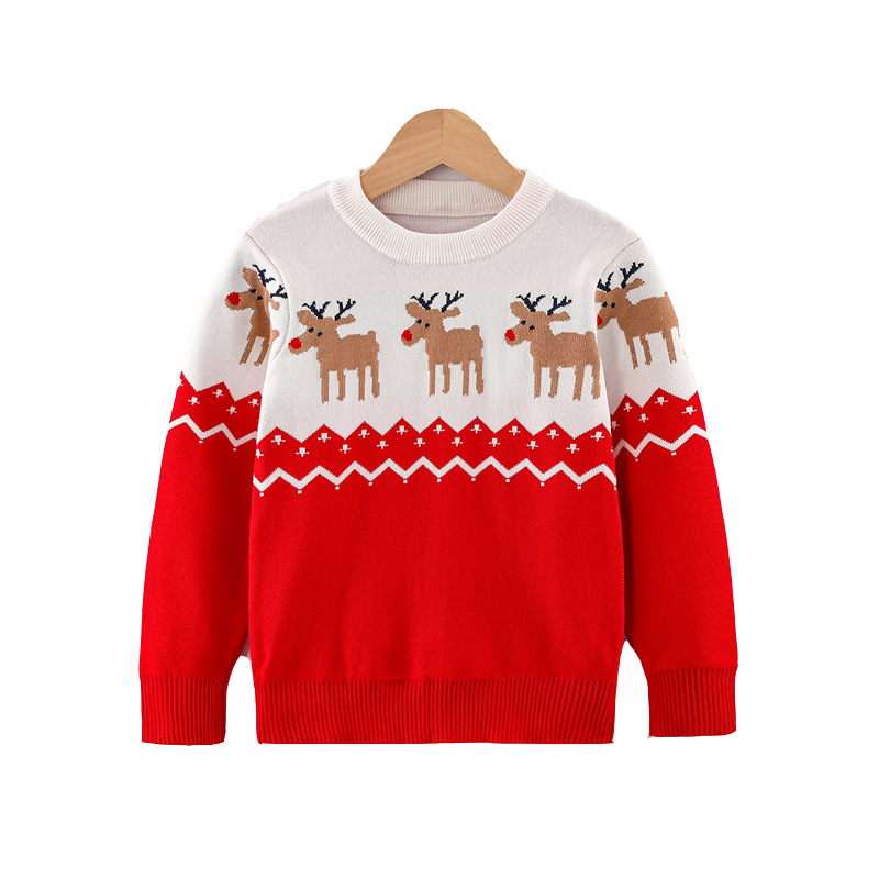 Îmbrăcăminte pentru copii Nouă toamnă și iarnă pentru băieți Cămașă cu fundul de elan de Crăciun îngroșat Îmbrăcăminte pentru fete pentru copii_voghion.com