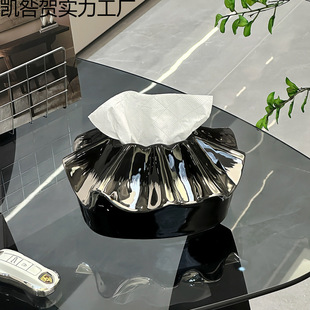 Ceramic Lace Bag Tissue Box, Living Room High-End Luxury Tissue Box, Creative Design, High-End Coffee Table Decoration