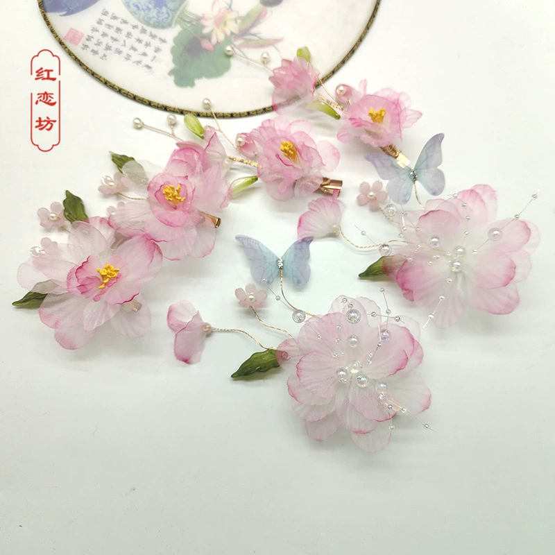 Ручная Hanfu цветочная заколка-головной фиксатор, пружинный зажим, 25 г