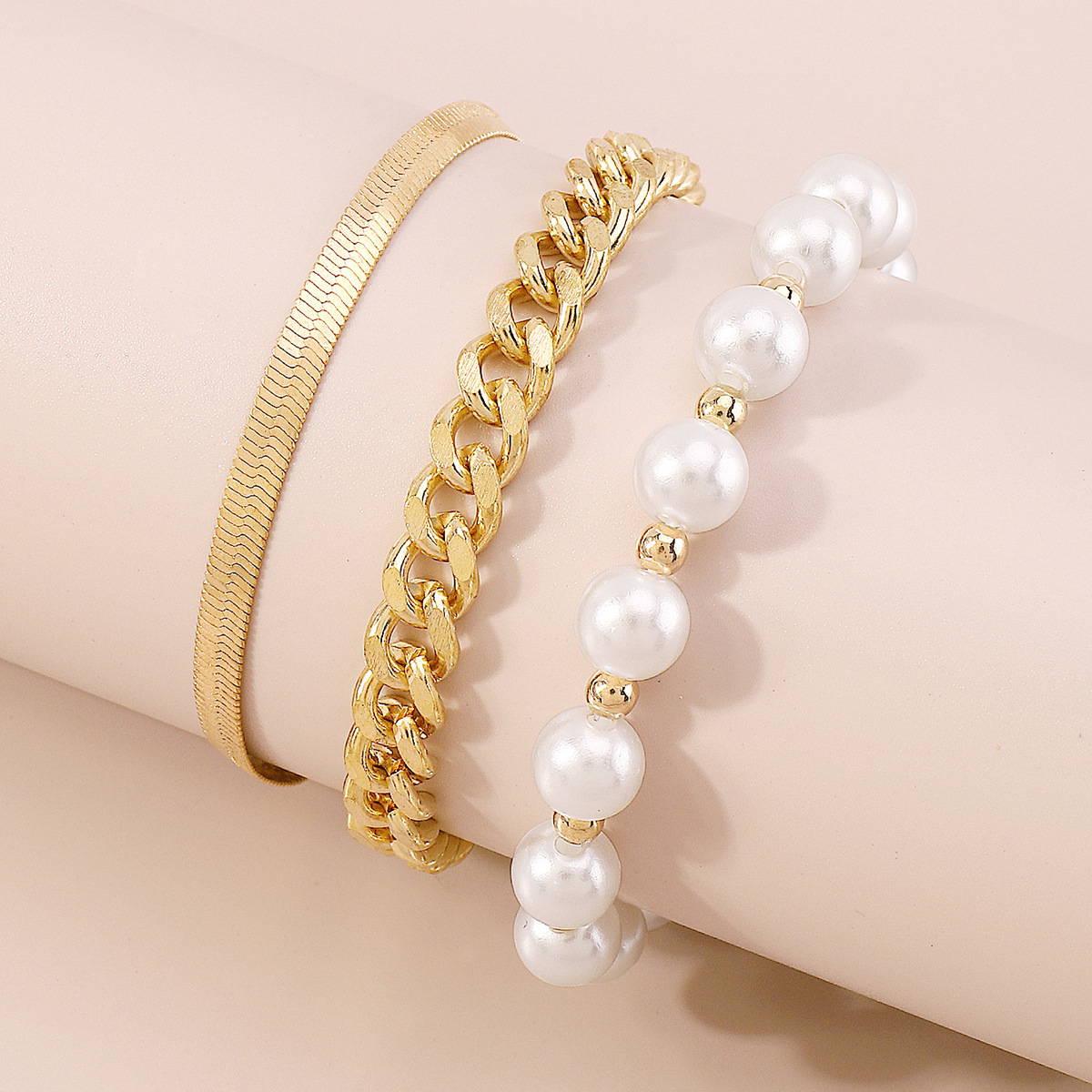 Fashion Geometric Copper Bracelets Plating Pearl Copper Bracelets