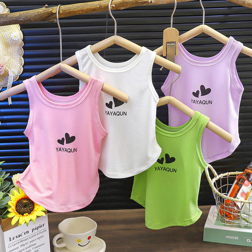 2025 New Women's Children's Tank Top Summer Outfit Fashion Children's Sleeveless Top Thin Baby Versatile Tank Top Wholesale