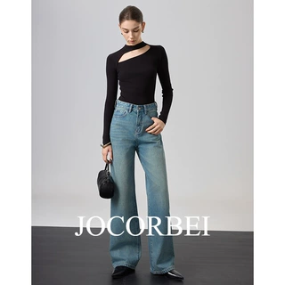 JOCORBEI【经典大牛】高腰牛仔裤女秋新款2025宽松阔腿裤拖地长裤