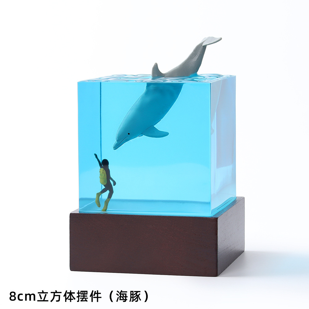  new creative ocean diver shark dolphin resin night light ornaments handmade household resin crafts