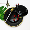 Hongyuan Electro -Planted Golden Plate Household Simple Black Bottom Glass glass disk wedding decorative disk Western dining steak