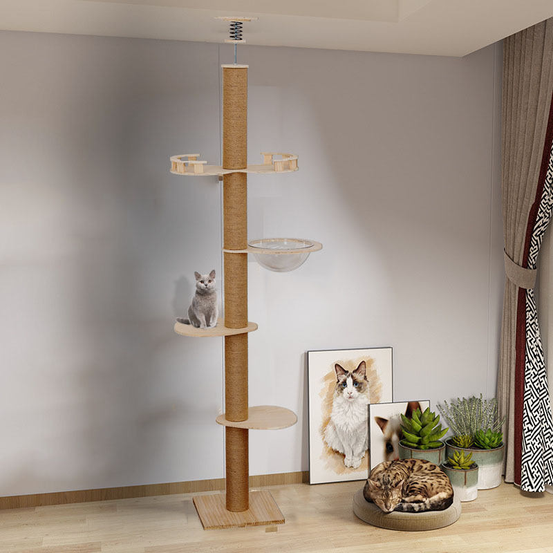Tong Tianzhu gato escalada estante gato nido gato árbol en un gato juguete gato agarrar tabla seda gran estante de gato de madera sólida gato salto plataforma