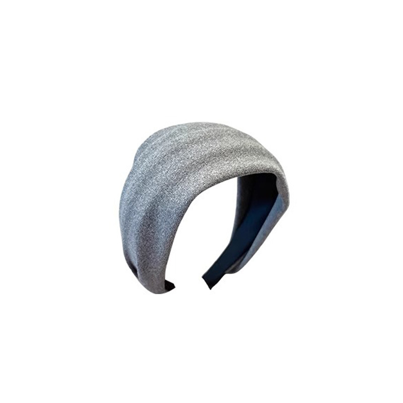 Diadema de gamuza de ala ancha retro gris para mujer 2025 nuevo estilo de gama alta otoño e invierno cabello de presión superior del cráneo alto para lavarse la cara diadema