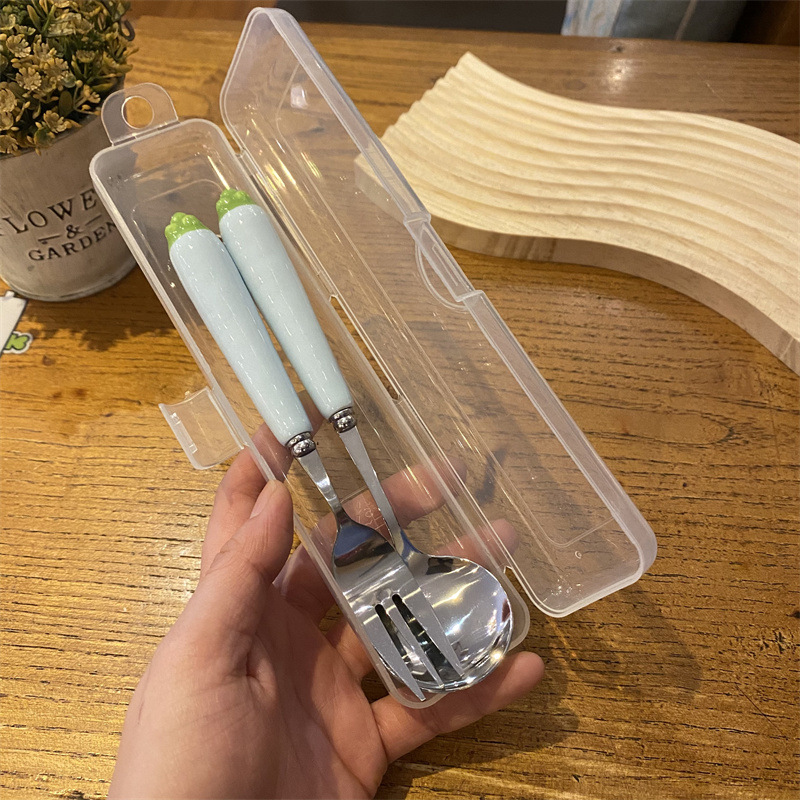 푸른 무 숟가락 포크 세트 (접이식 상자)