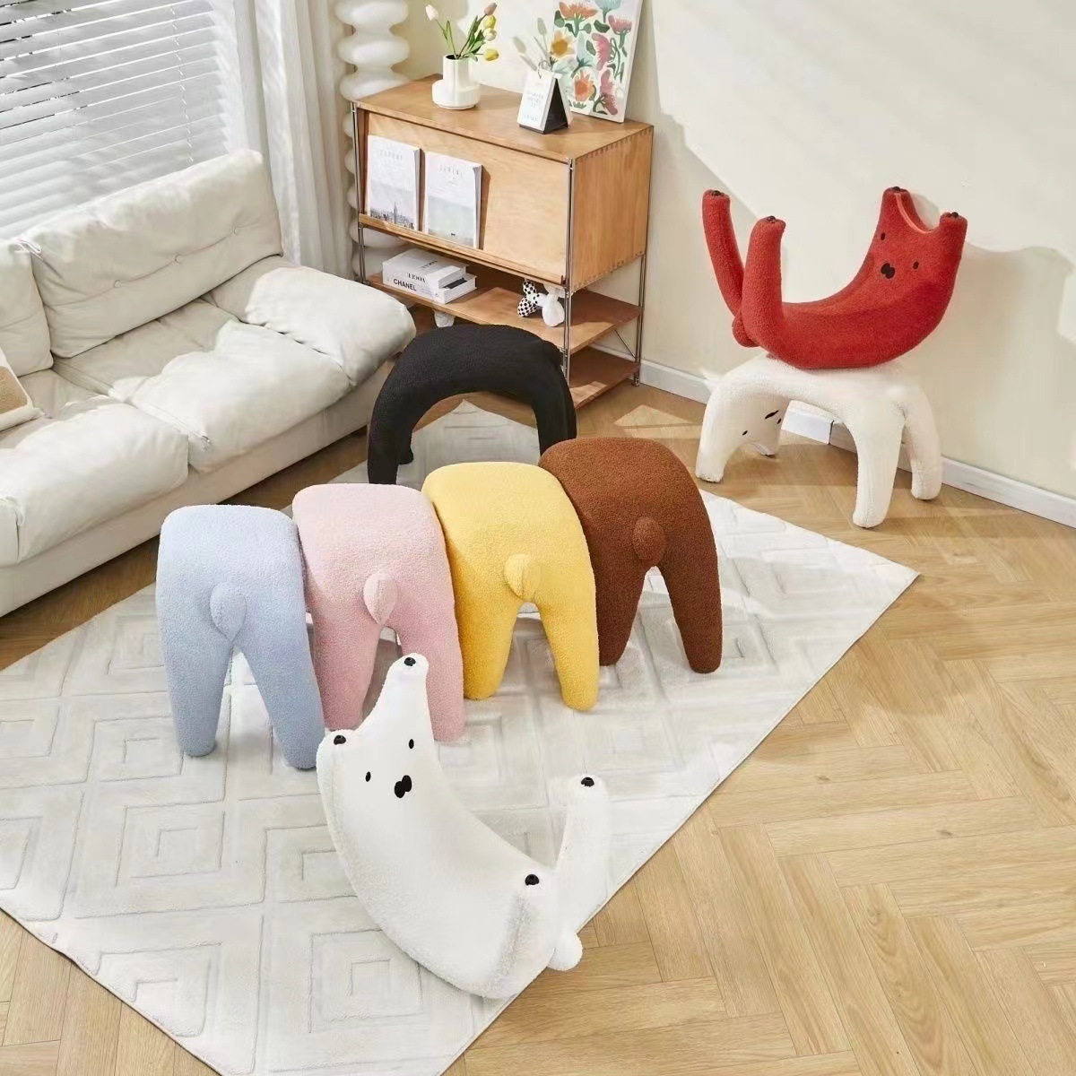 Liquid Cat Internet Celebrity Shoe Changing Stool for Home Use, Nordic Style Stool for Entryway, Makeup Stool, Manicure Cat Shoe Changing Stool