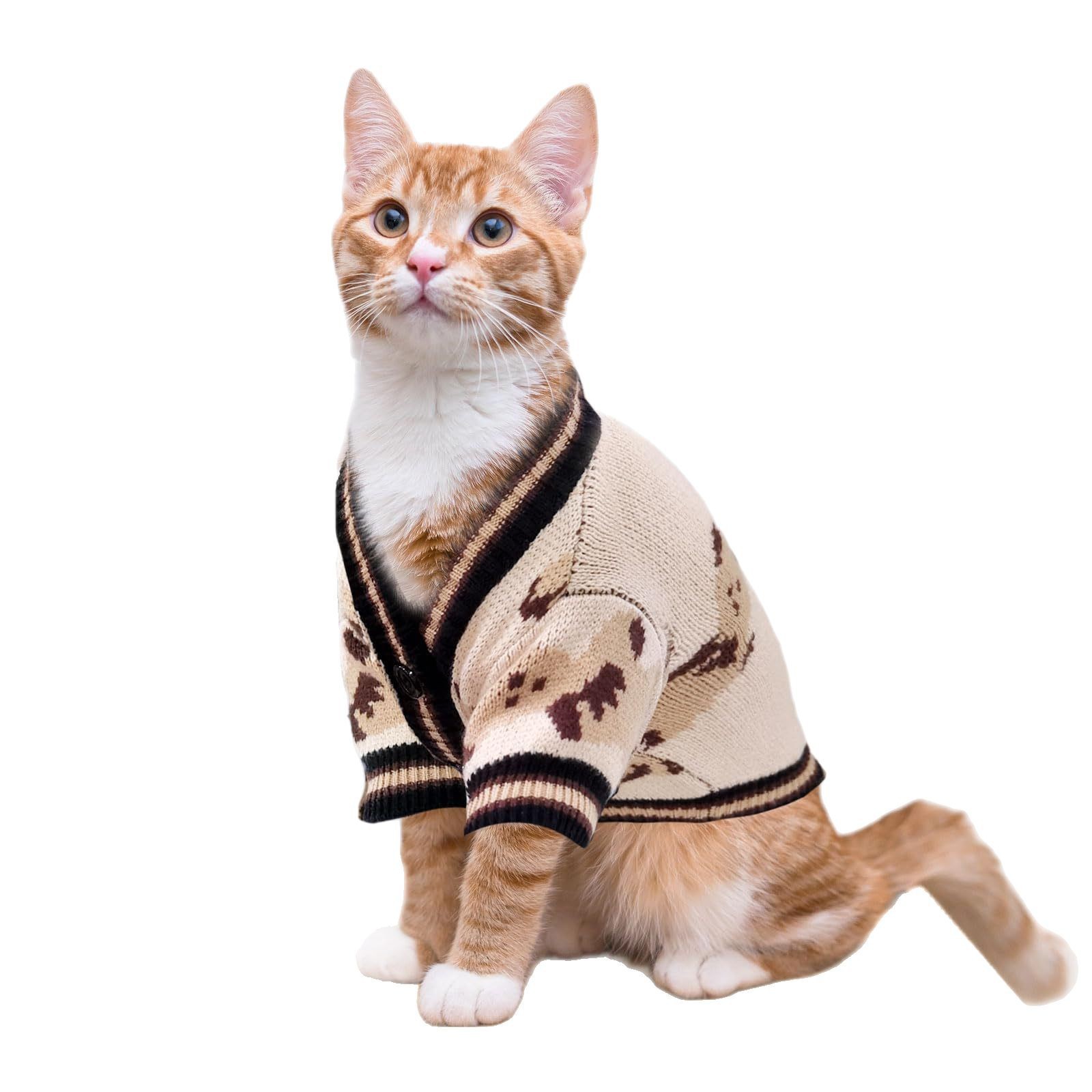 Roupas transfronteiriças para animais de estimação mais vendidas da Amazon para animais de pequeno e médio porte, jaqueta suéter de malha jacquard com botões de outono e inverno