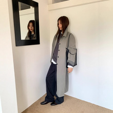 广州十三行2025秋季韩系白领气质通勤a字宽松翻领休闲风衣女02837