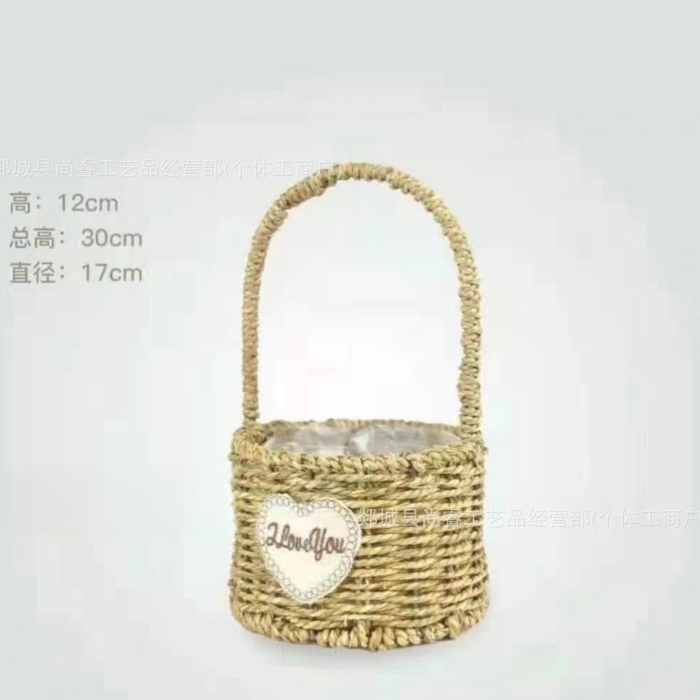 Cestas de flores tejidas a mano tejidas de paja bambú tejidas de flores tejidas a mano imitación de vid y fruta huevo caja de regalo cesta pastoral