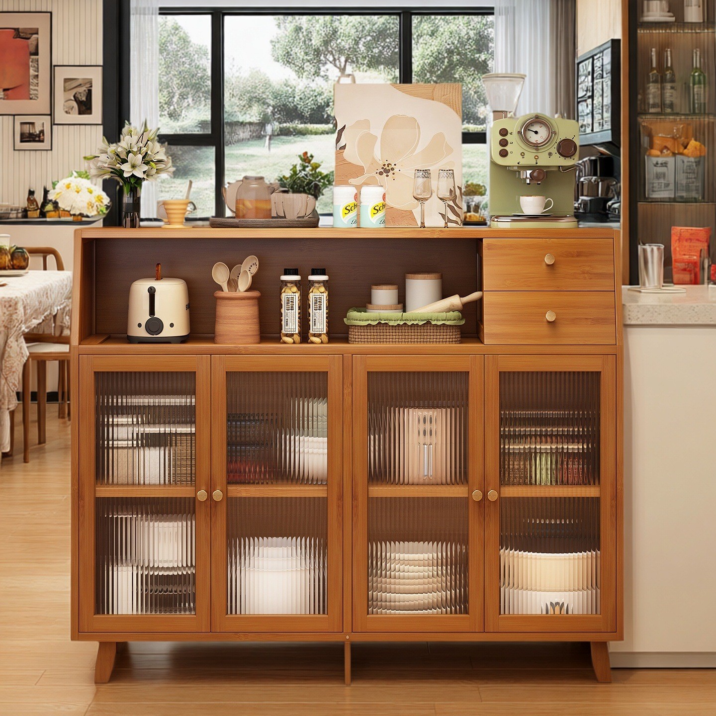 armario de comedor armario de té nuevo estilo chino simple armario de cocina sala de estar contra la pared armario de almacenamiento a prueba de polvo