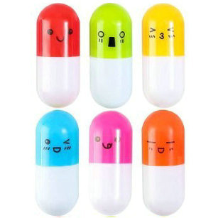 Emotion pill orb medicine bag company awkward surprised serious shock pain fear happy pill capsule ballpoint pen