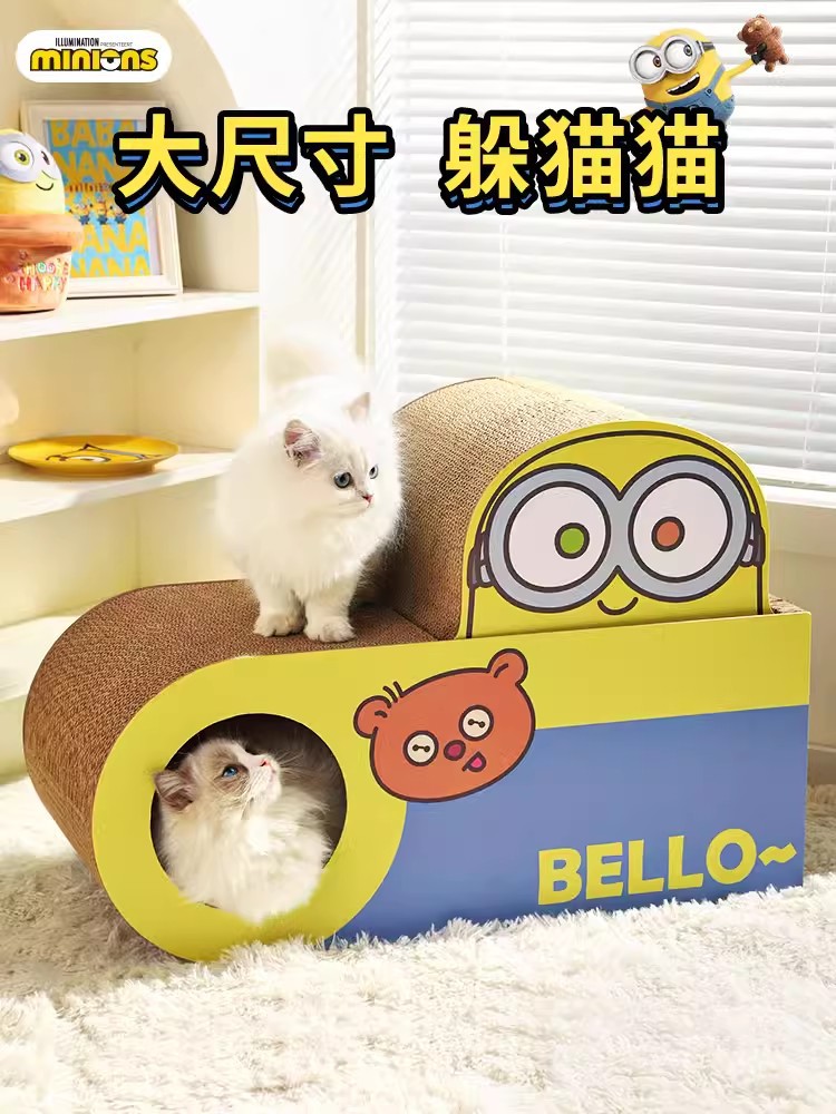 Pet minions serie dormir tablero del rasguño gato self-Hola resto integrado catch Board británico corto gato de molienda garra aliviar congestible juguete