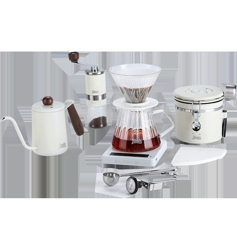 Bincoo 手挽きコーヒーポットセット家庭用アウトドア用品ハンドクランクコーヒー豆粉砕器具コンプリートセット|undefined
