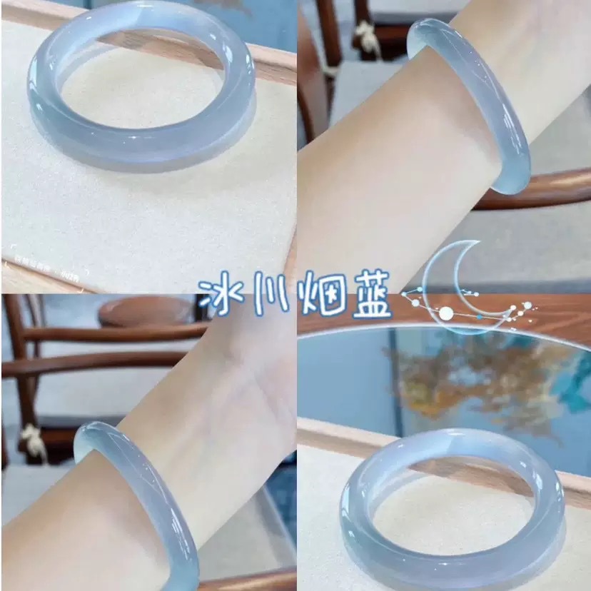 一步一响玻璃仿玉圆条手镯小红书同款天然不知春冰透手镯子女高冰