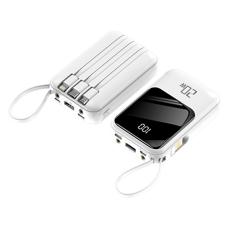 Banco de Energía Portátil con Cable Integrado de 10000 mAh, Carga Rápida PD, Carga Rápida de 20 W, Gran Capacidad, Personalización al por Mayor