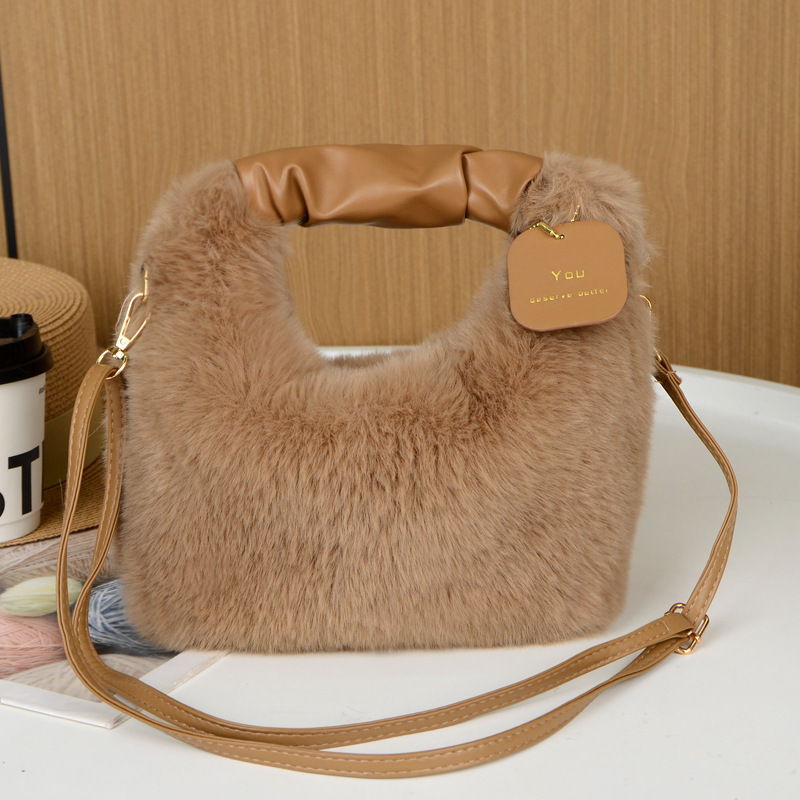 Cross-border Autumn and Winter New Plush Bag Women's Handbag Fluffy Bag High-end Imitation Rabbit Fur Shoulder Crossbody Bag Cross-border Autumn and Winter New Plush Bag Women's Handbag Fluffy Bag High-end Imitation Rabbit Fur Shoulder Crossbody Bag