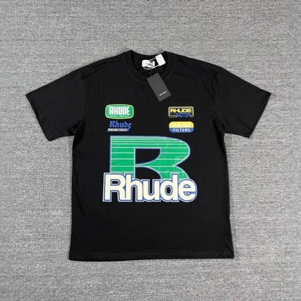 25Ss Cross-Border Export European and American Trendy Brand Rhude Coconut Letter Print Loose Short-Sleeved T-Shirt for Men and Women American High Street