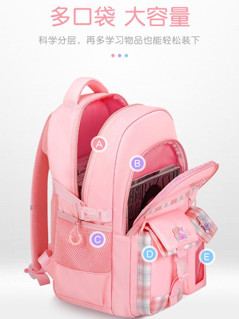 Mochilas escolares para niños de escuela primaria, niñas de primer, segundo, tercer a sexto grado, reducción de la carga ultraligera, protección de la columna, mochila de gran capacidad, dibujos animados