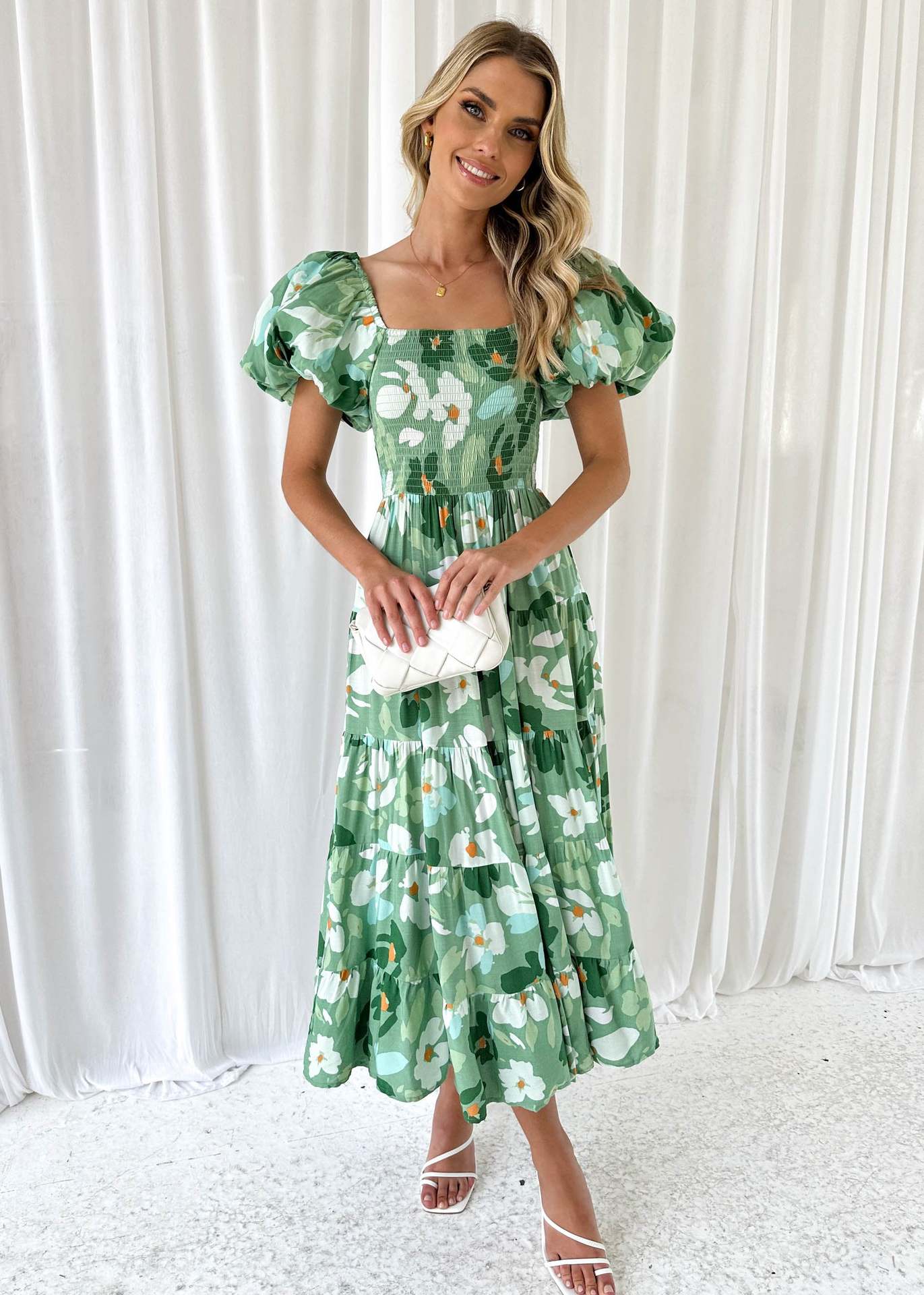 301g Weight Maxi Long Dress Dress Length Type Short Sleeve Sleeve Length Regular Dress Dresses Type Puff Sleeve Sleeve Type Polyester Fabric Type Mid Waist Waist Line Travel, Daily Occasion Boat Neck Neckline Regular Fit Fit Type Flower Pattern Summer, Spring Season Women's Gender Elegant, Classic Style Style Wholesale Women's Elegant Classic Style Flower Travel Daily Boat Neck Short Sleeve Regular Dress 29